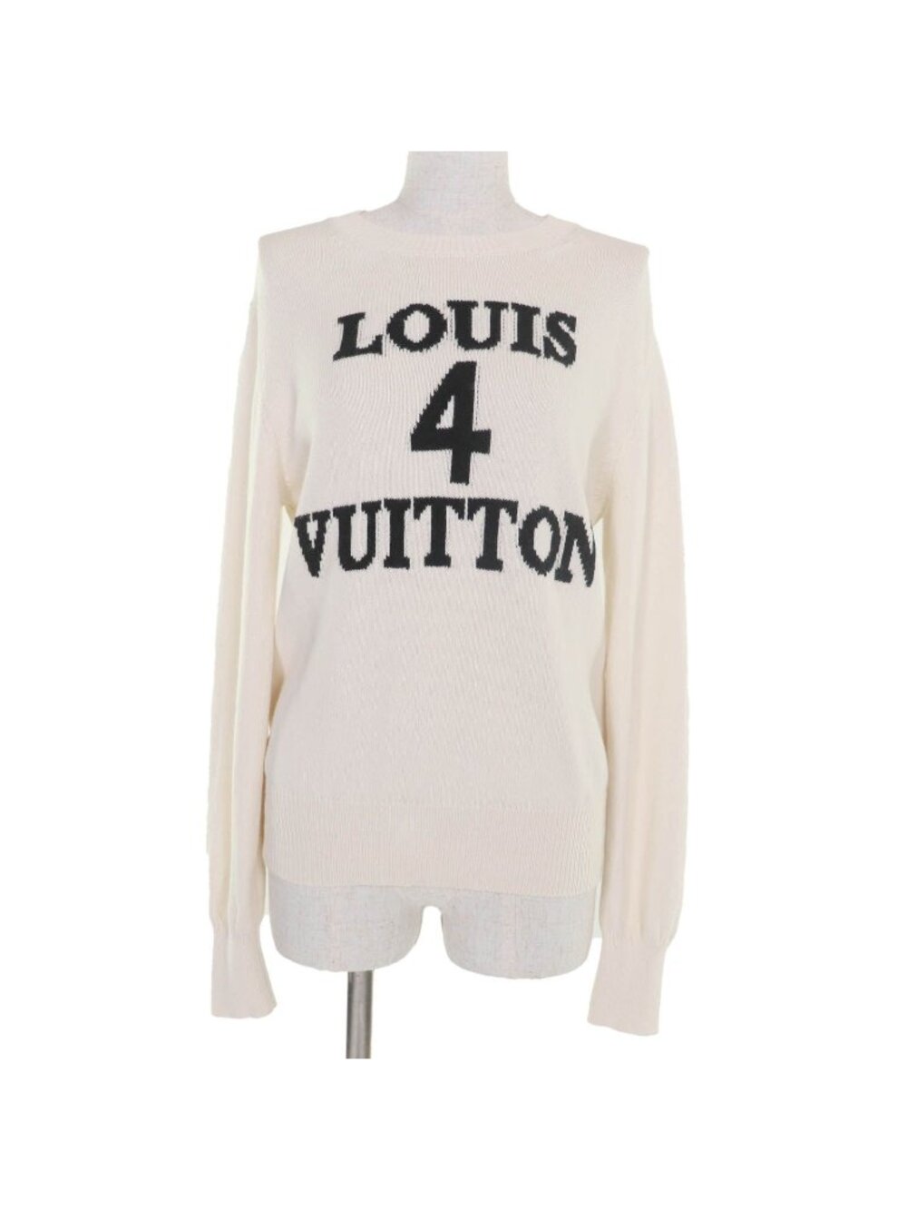 Louis Vuitton Cotton Cashmere 4 Long Sleeve Knit Ivory Sweater